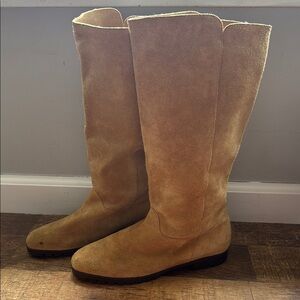Liz Claiborne Leather Tan Suede Mid-Calf Boots